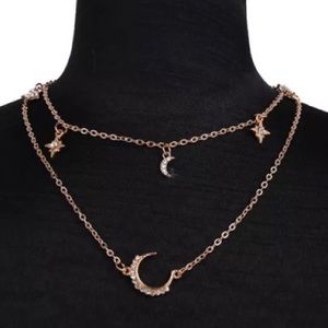 LAST ONE🌙”MOON BLING”🌙GOLD LAYERED CHOKER - MOON & STARS
